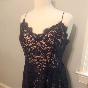Navy blue H&M midi length lace dress bridesmaid